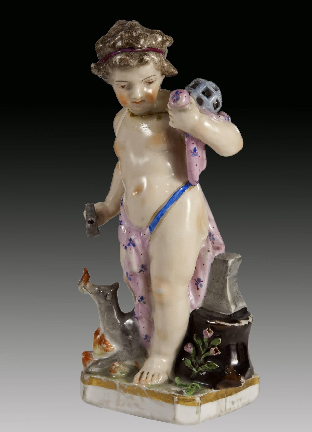 Neoclassical Three Porcelain Figurine Set, Buen Retiro Royal Factory, Madrid, 18th Century