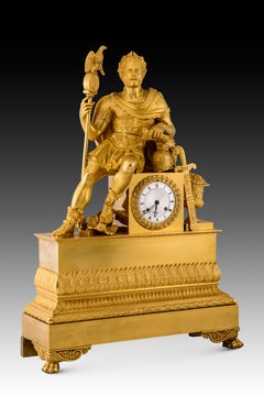 Tischuhr, Aníbal Barca. Goldbronze Bronze, Metall. Frankreich, 19. Jahrhundert.