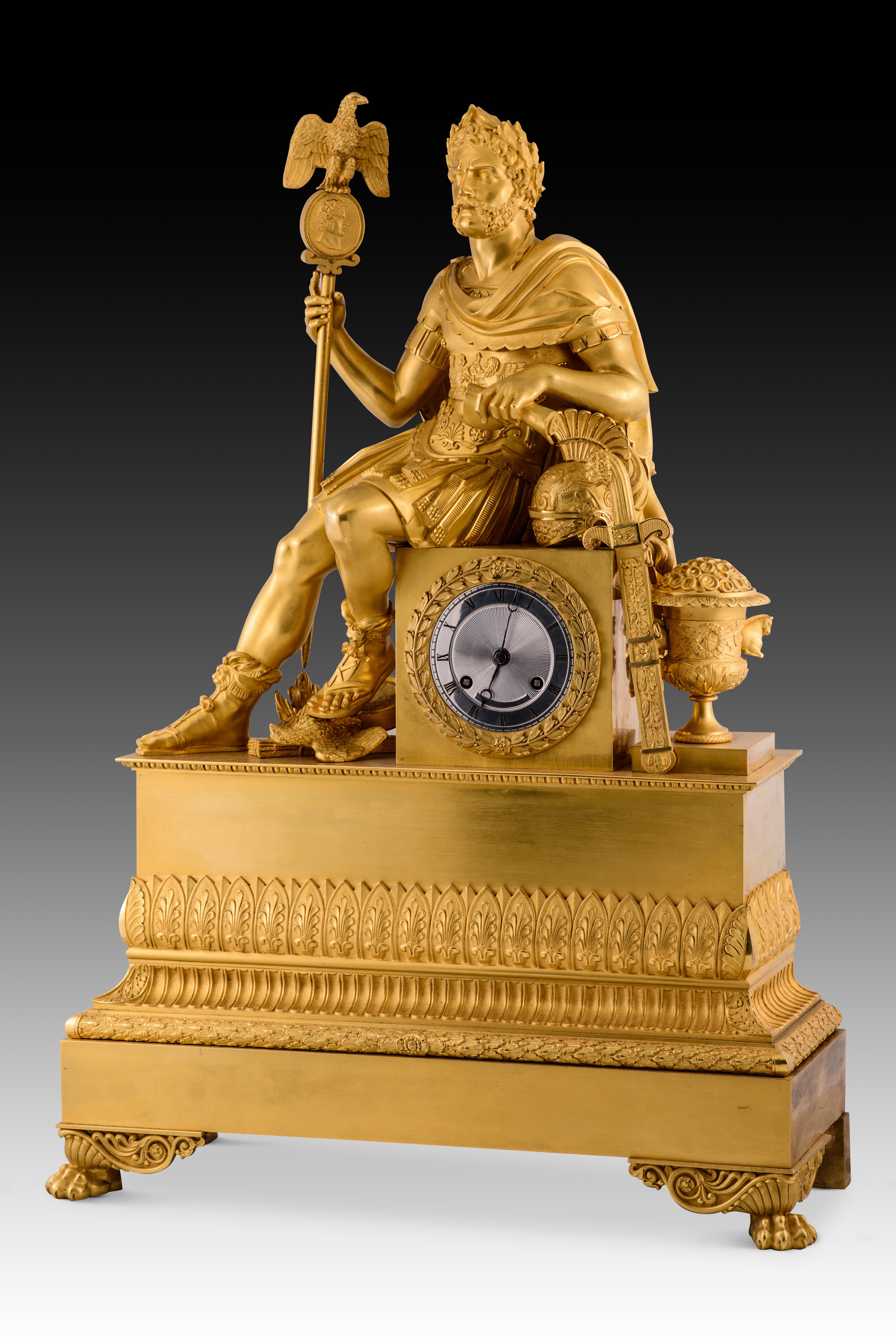 Néo-classique Horloge de table, Aníbal Barca. Bronze doré, métal. France, 19ème siècle. en vente