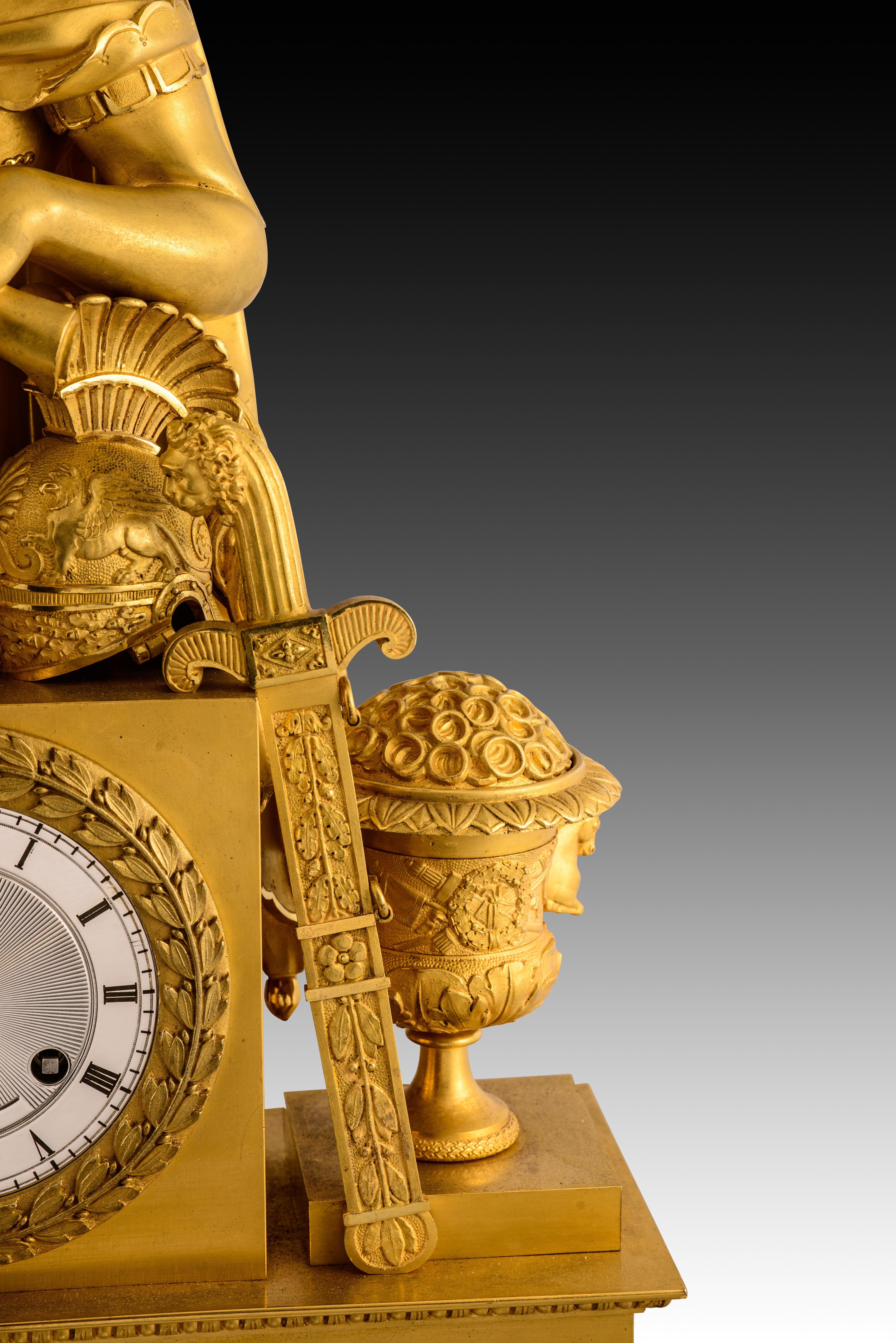 Horloge de table, Aníbal Barca. Bronze doré, métal. France, 19ème siècle. en vente 6