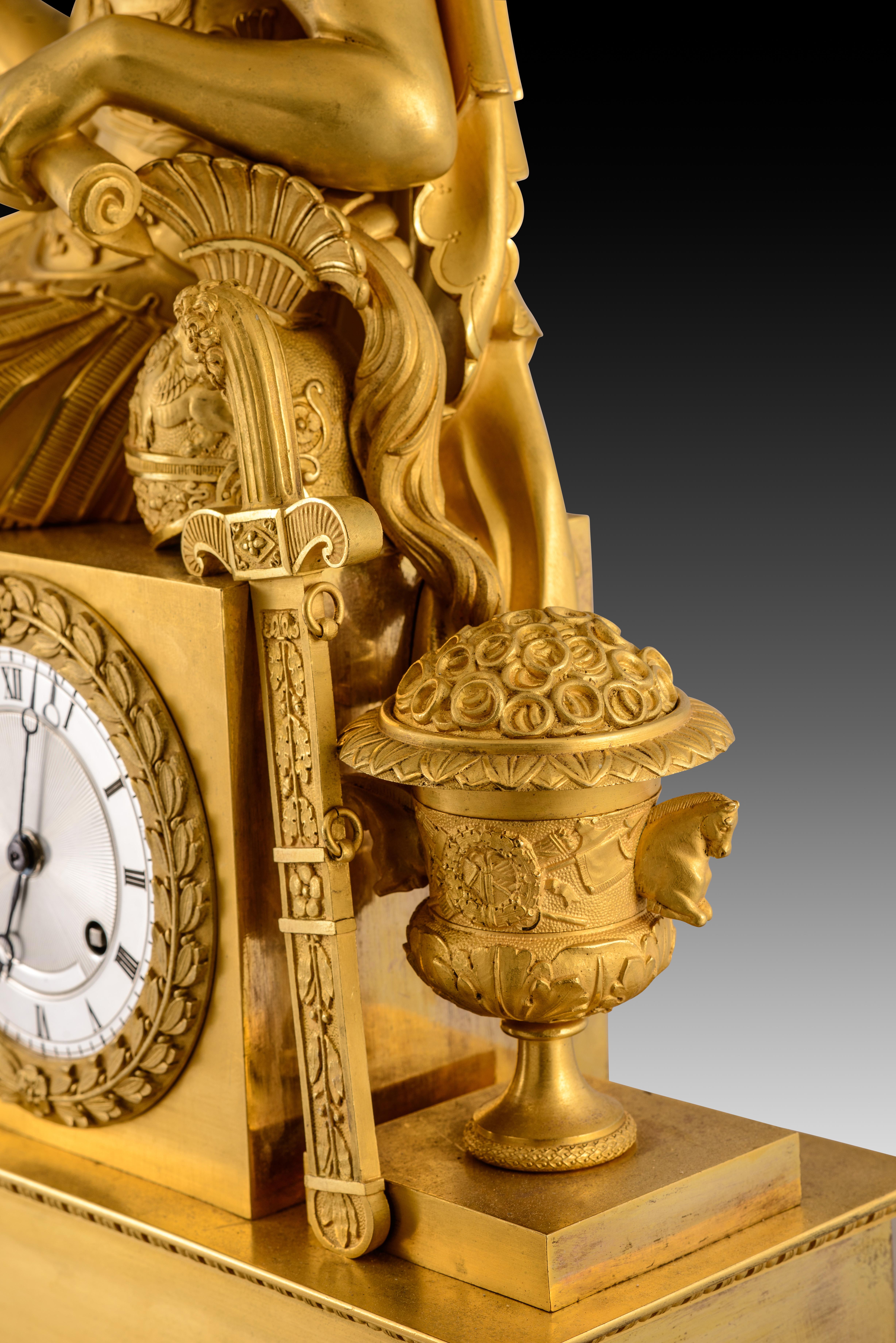 Horloge de table, Aníbal Barca. Bronze doré, métal. France, 19ème siècle. en vente 8