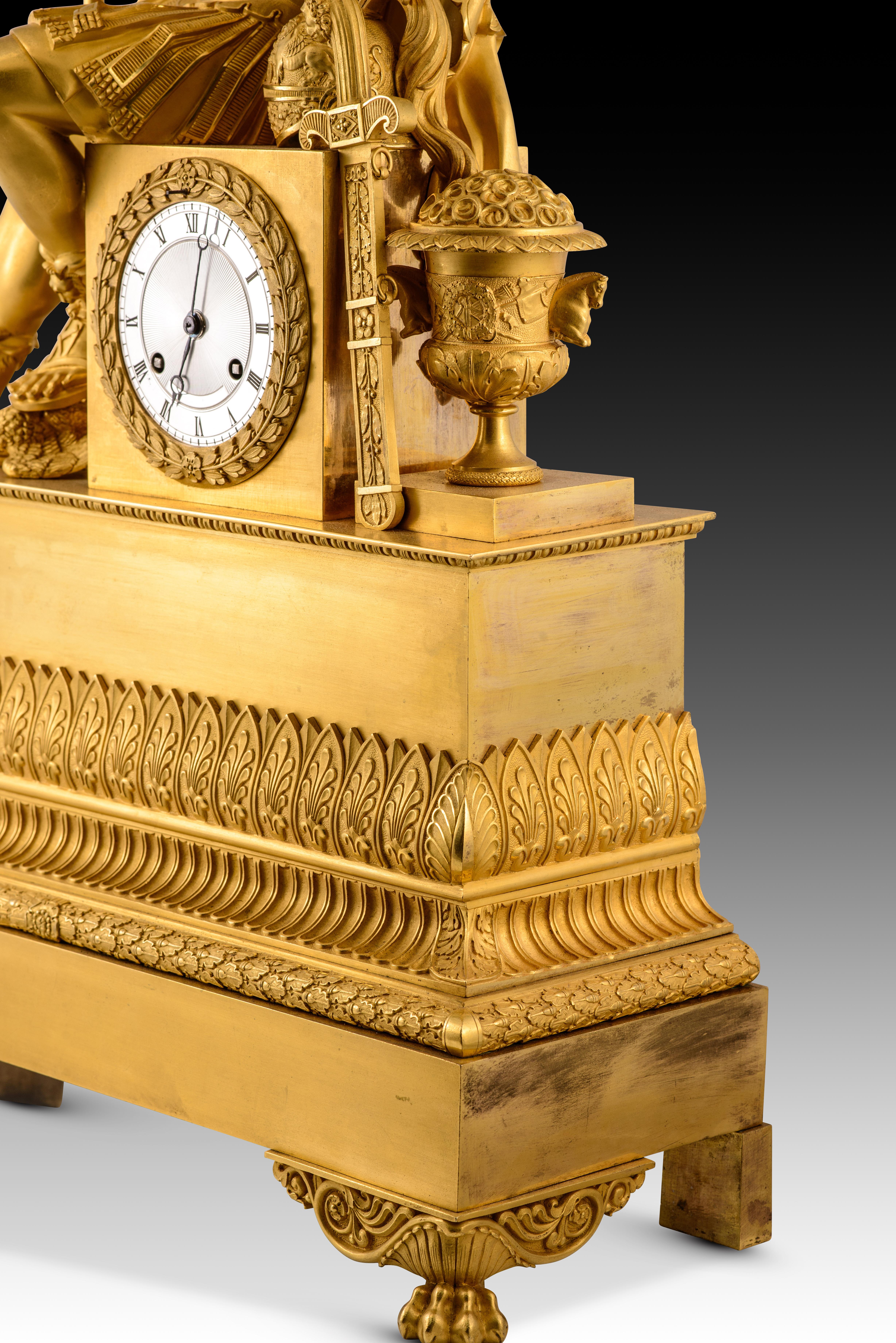 Horloge de table, Aníbal Barca. Bronze doré, métal. France, 19ème siècle. en vente 7