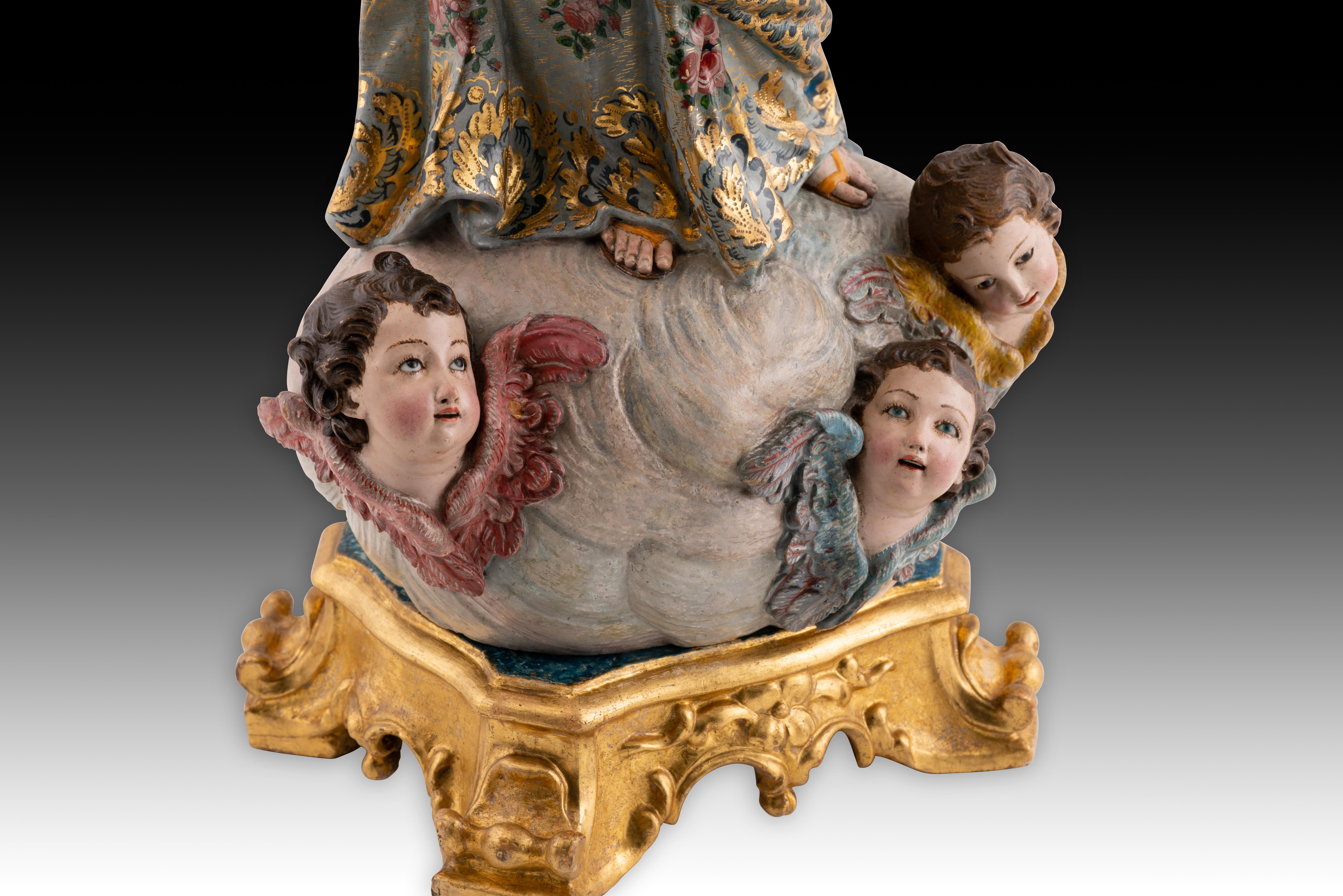 Immaculée Conception. Bois, verre, argent. École portugaise, 18e siècle. en vente 4