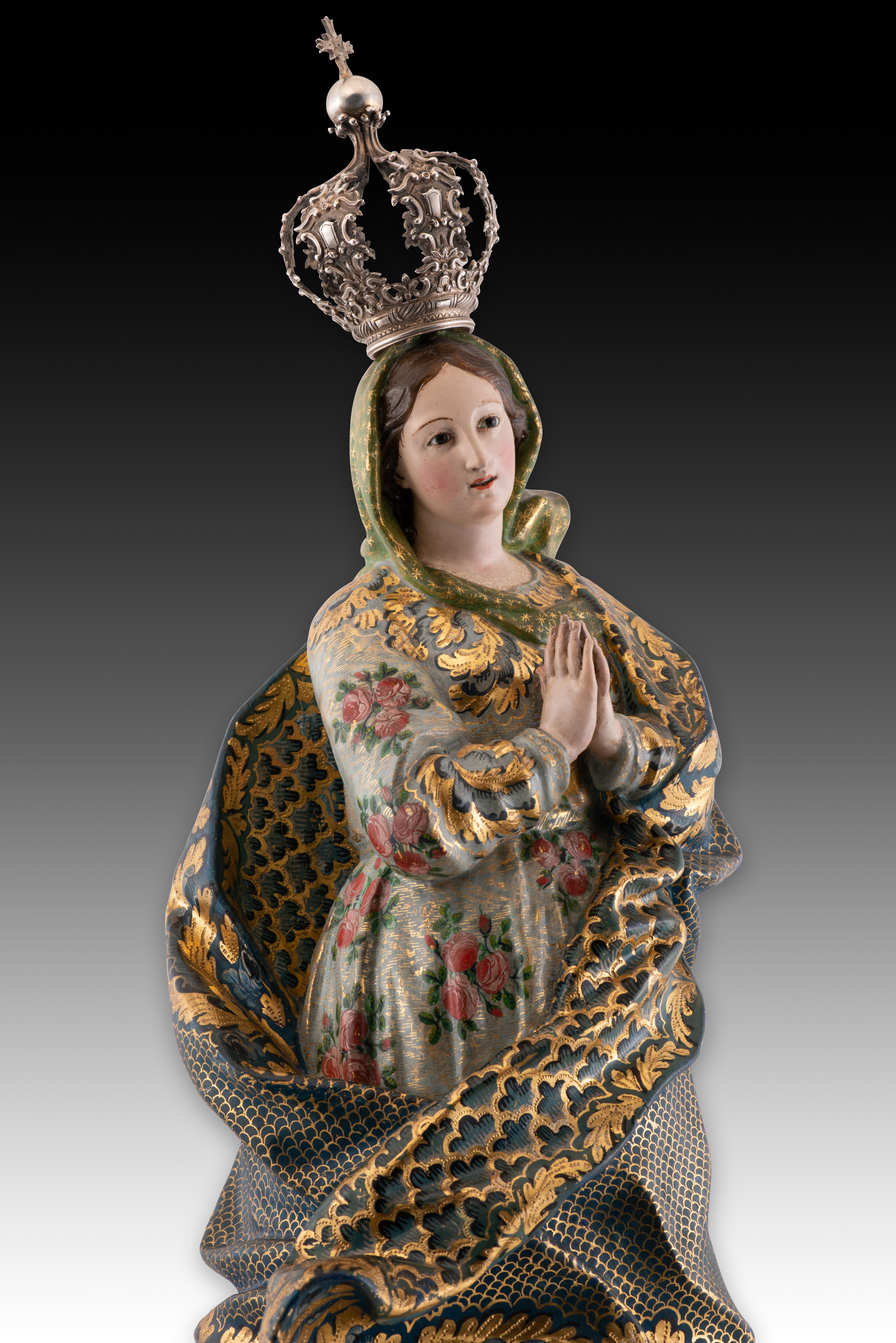 Immaculée Conception. Bois, verre, argent. École portugaise, 18e siècle. en vente 3