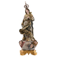 Immaculée Conception. Bois, verre, argent. École portugaise, 18e siècle.