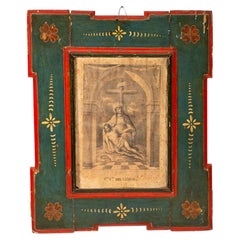Frame with Pietà. Polychrome wood, engraving. 18th and 19th centuries.