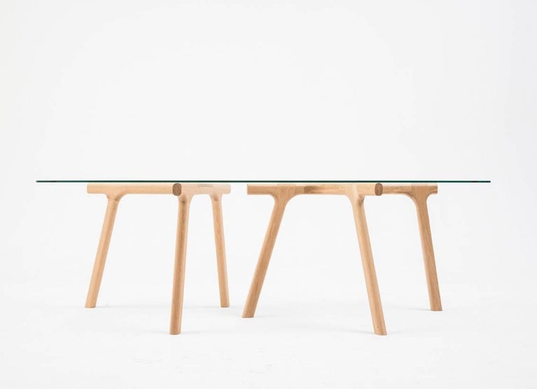 Alex Earl Antler Table Solid Timber and Glass Dining Table For Sale at