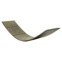 Minimalist Steel and Leather Lounge Chair Rocker by Vivian Carbonell
