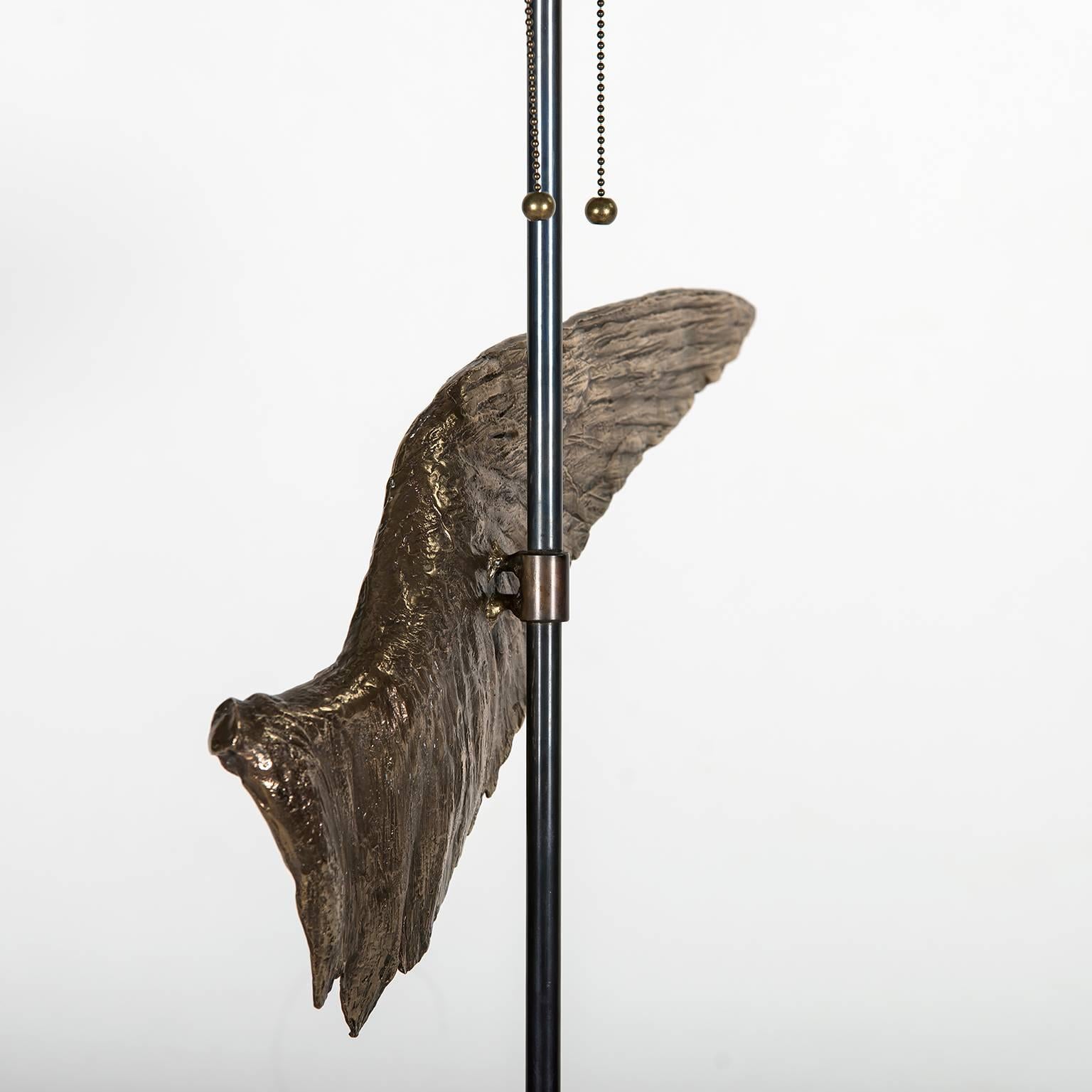 Contemporary Sculptural Cast Bronze Wing Table Lamp by Vivian Carbonell In New Condition For Sale In Miami, FL