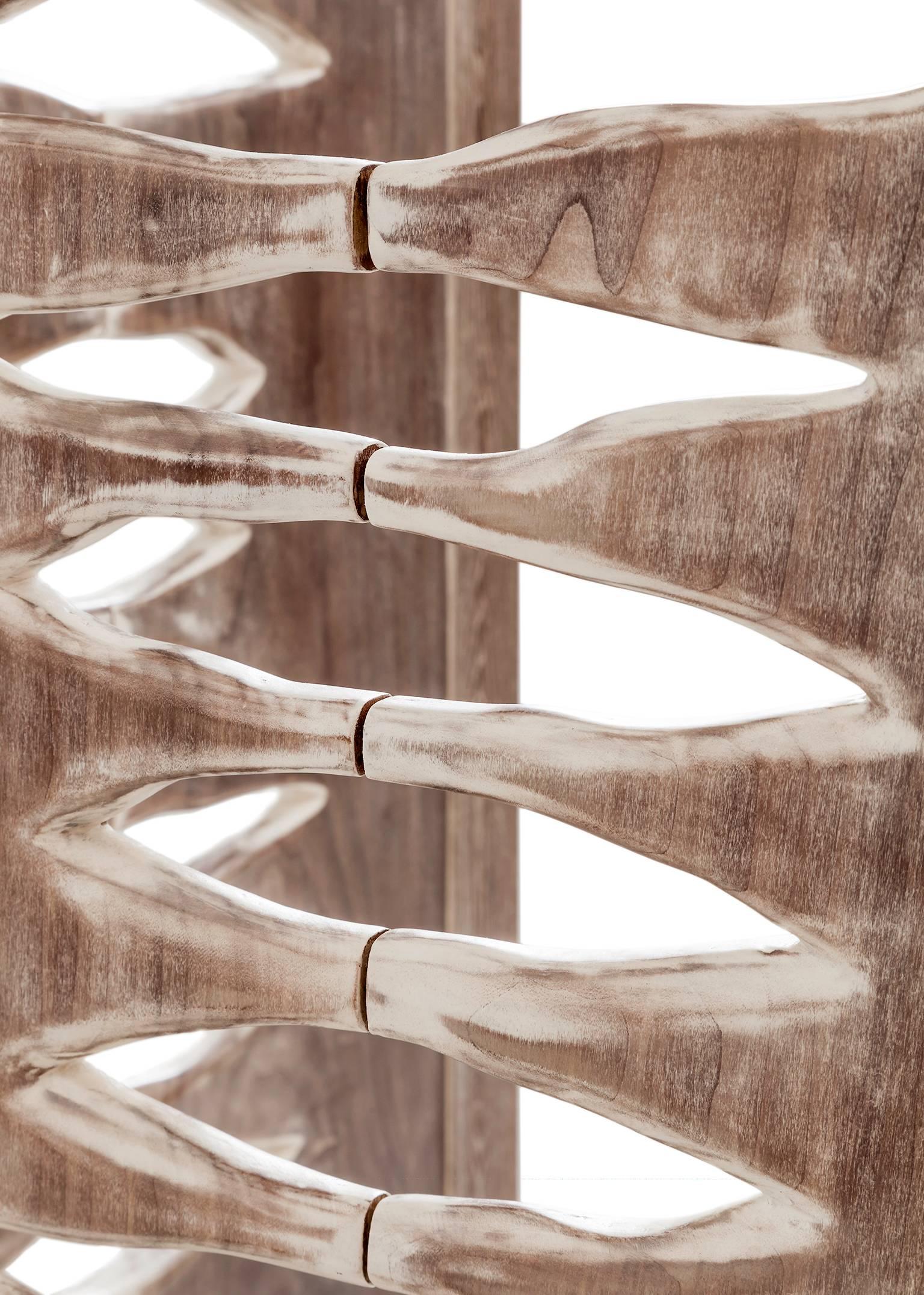 Contemporary Sculptural Screen Space Divider in Solid Wood by Vivian Carbonell In New Condition For Sale In Miami, FL