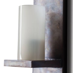 Contemporary Cast Bronze Wall Sconce With Opaque Glass Cylinder
