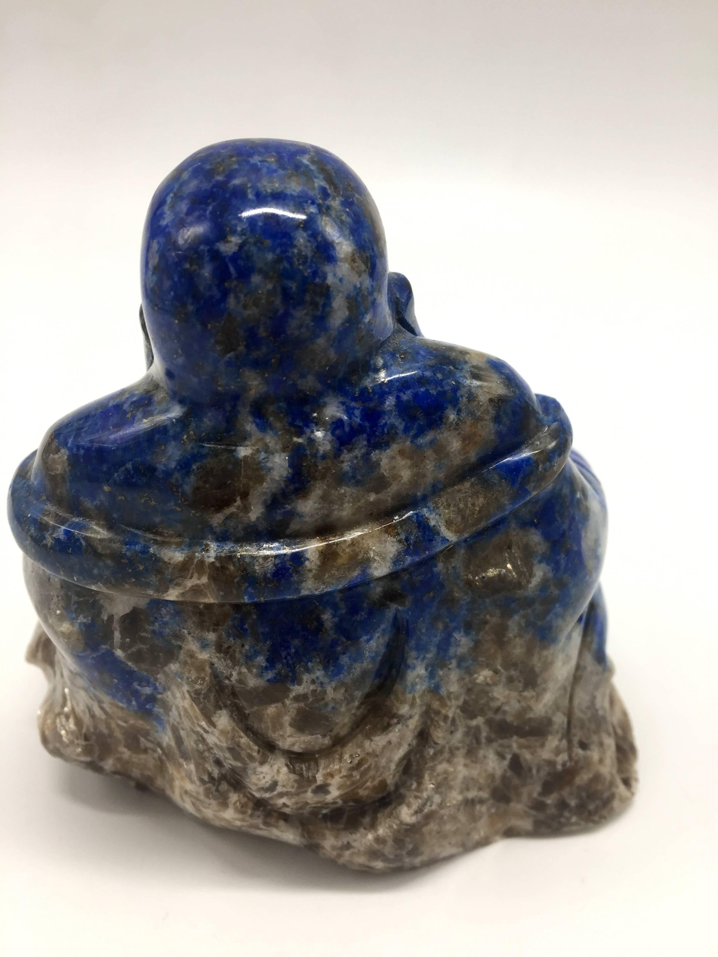 Afghan Natural Lapis Lazuli Buddha, Happy Buddha, Hand-Carved