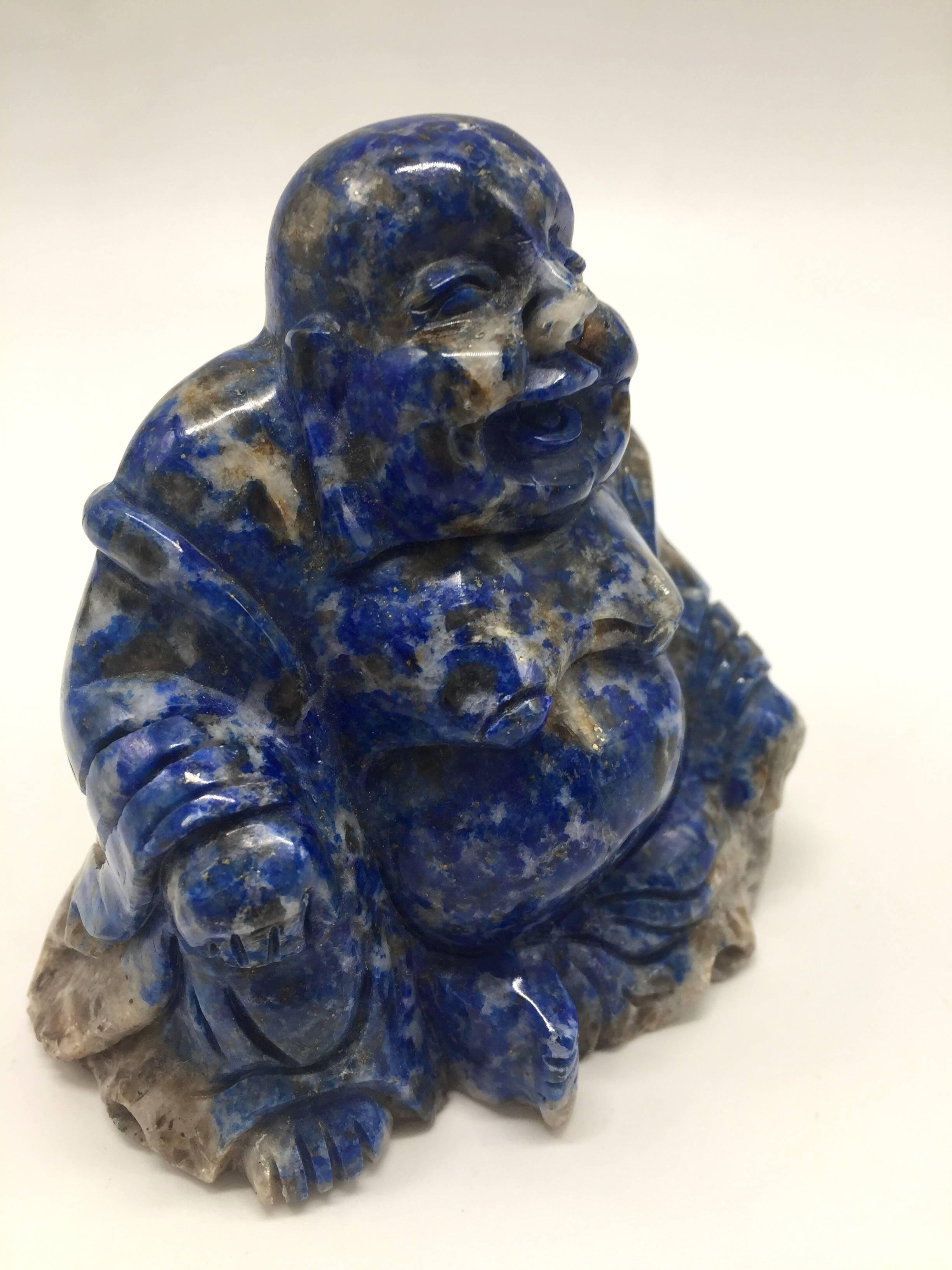 Natural Lapis Lazuli Buddha, Happy Buddha, Hand-Carved 2