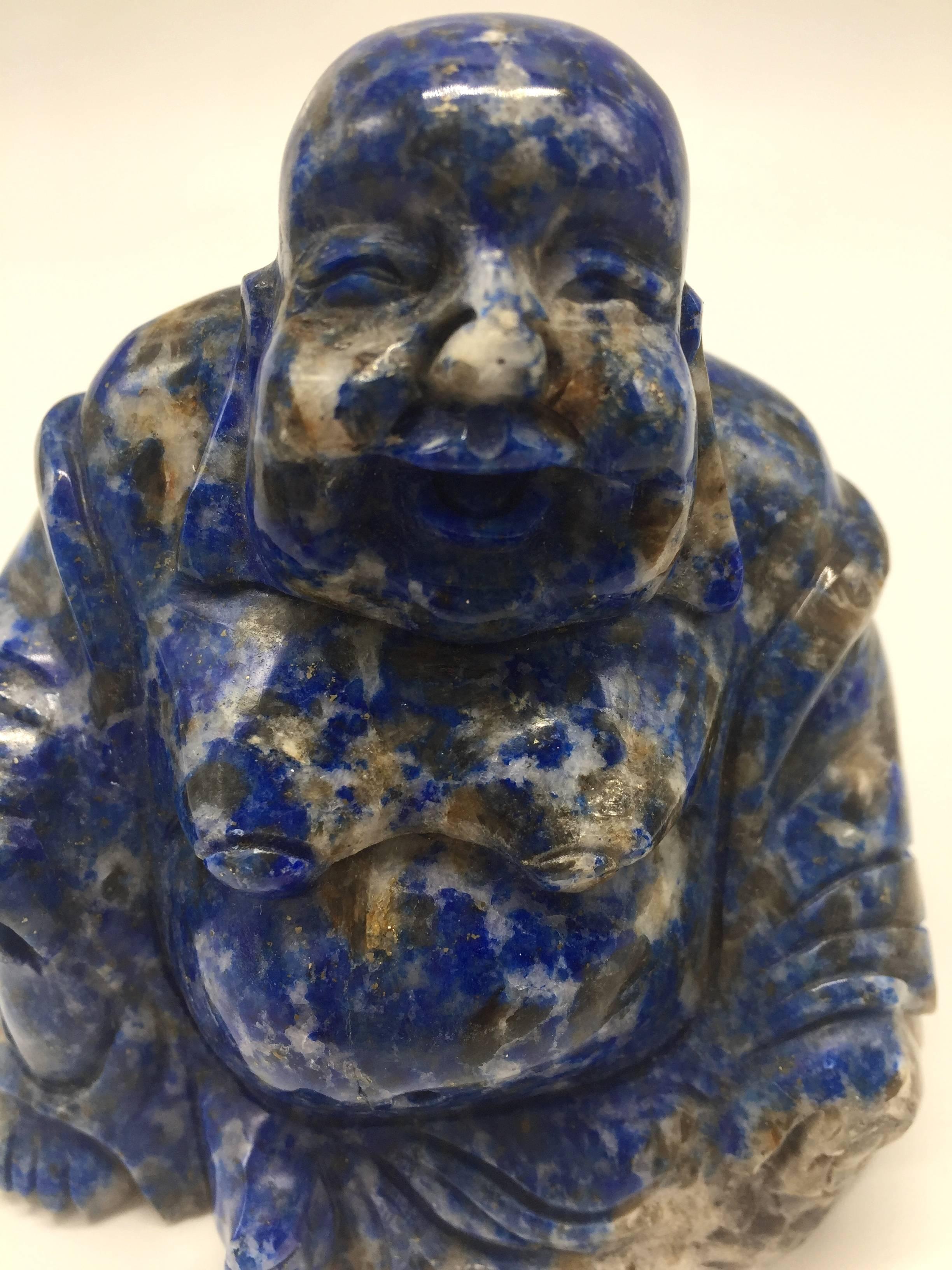 Natural Lapis Lazuli Buddha, Happy Buddha, Hand-Carved 3