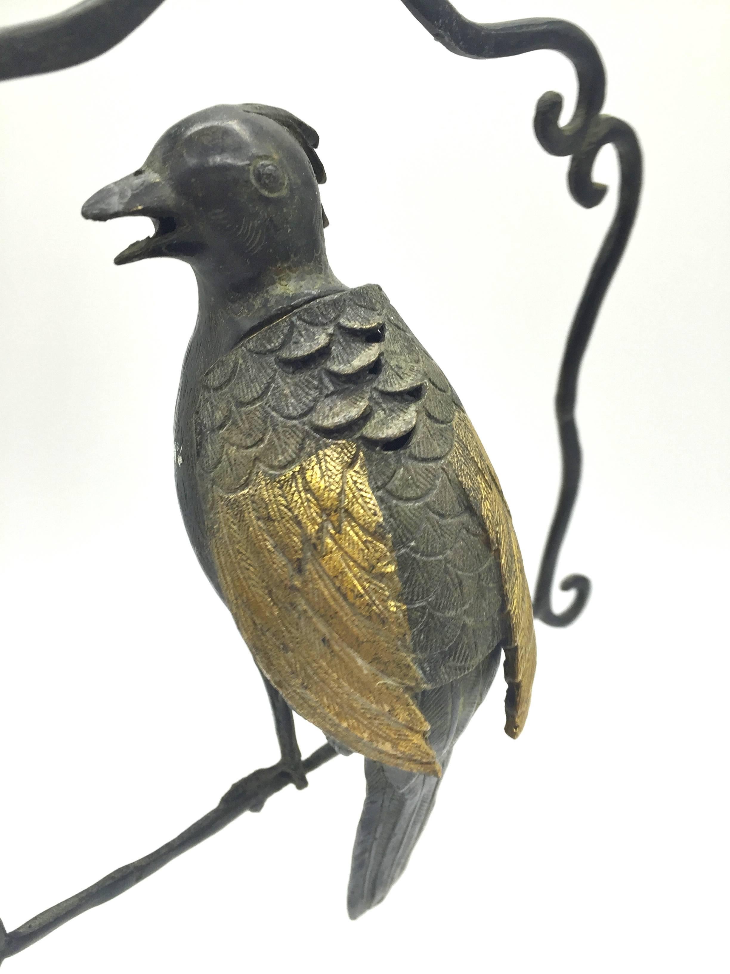 Chinese Bronze Parrot Incense Burner, Hanging Censer