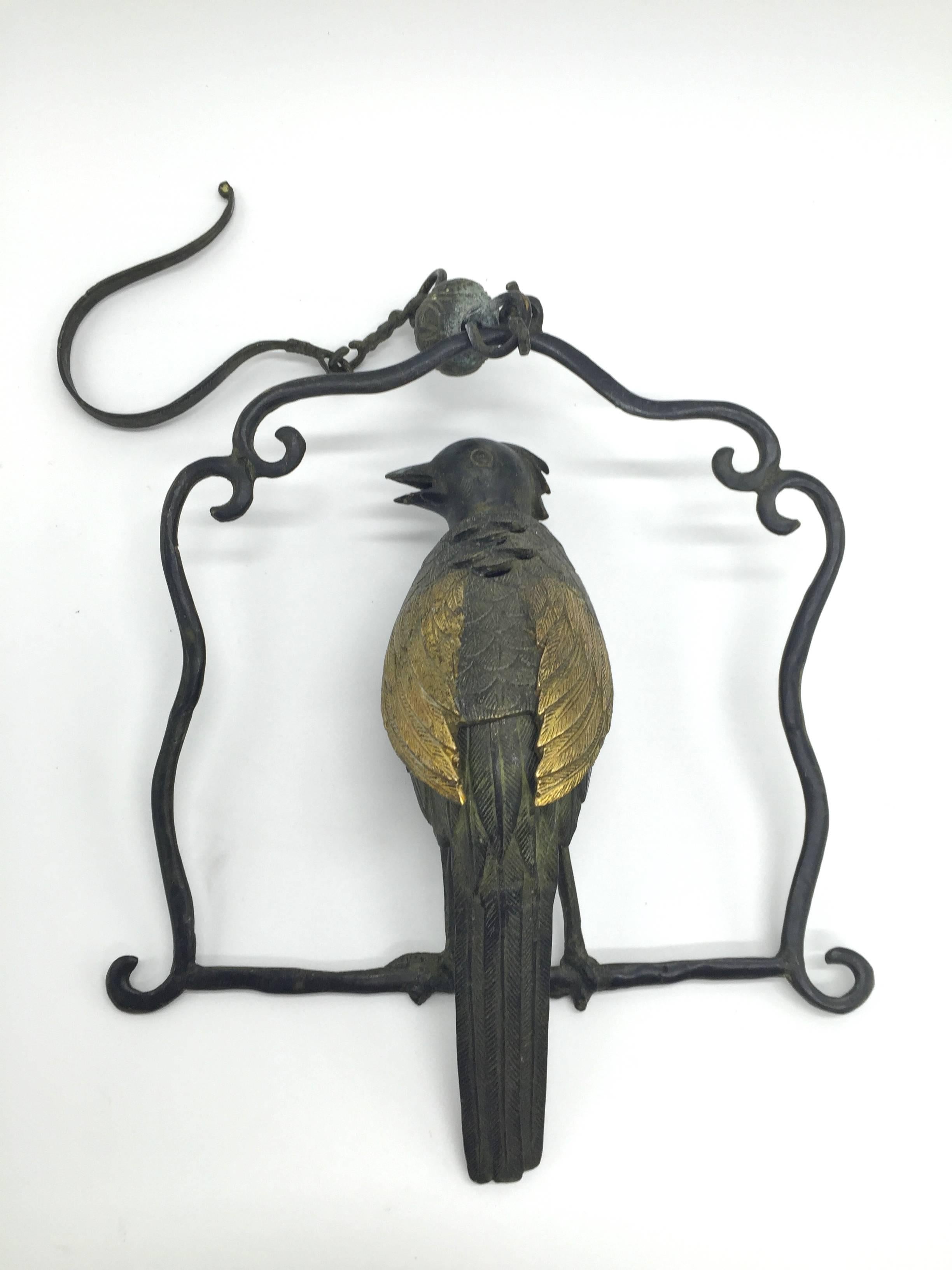 Contemporary Bronze Parrot Incense Burner, Hanging Censer