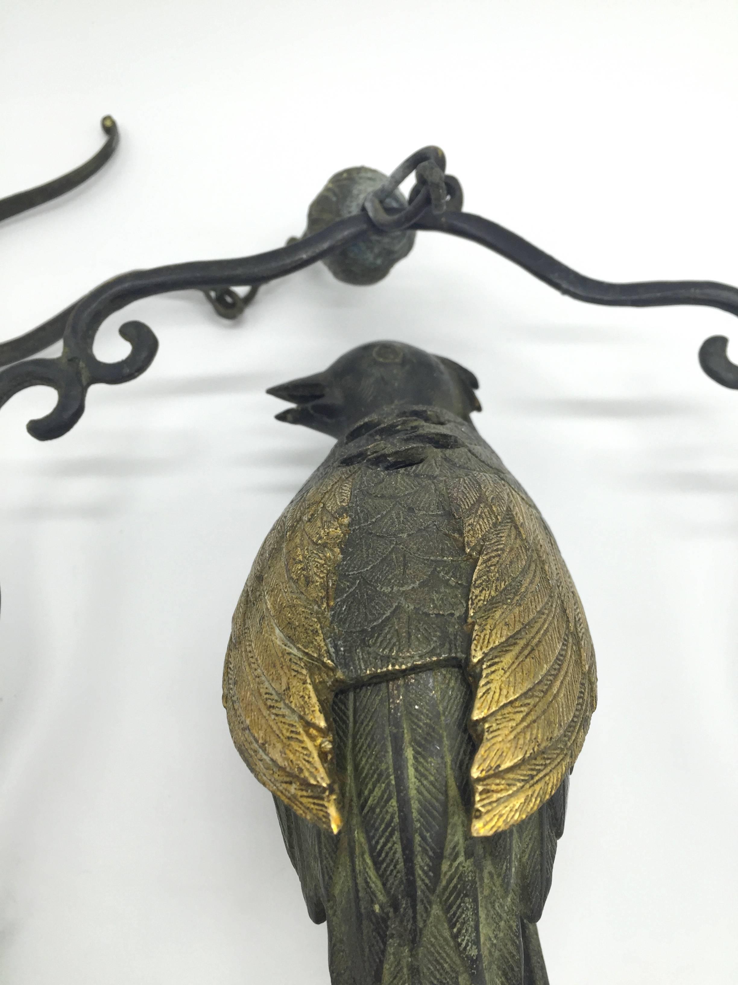 Bronze Parrot Incense Burner, Hanging Censer 3