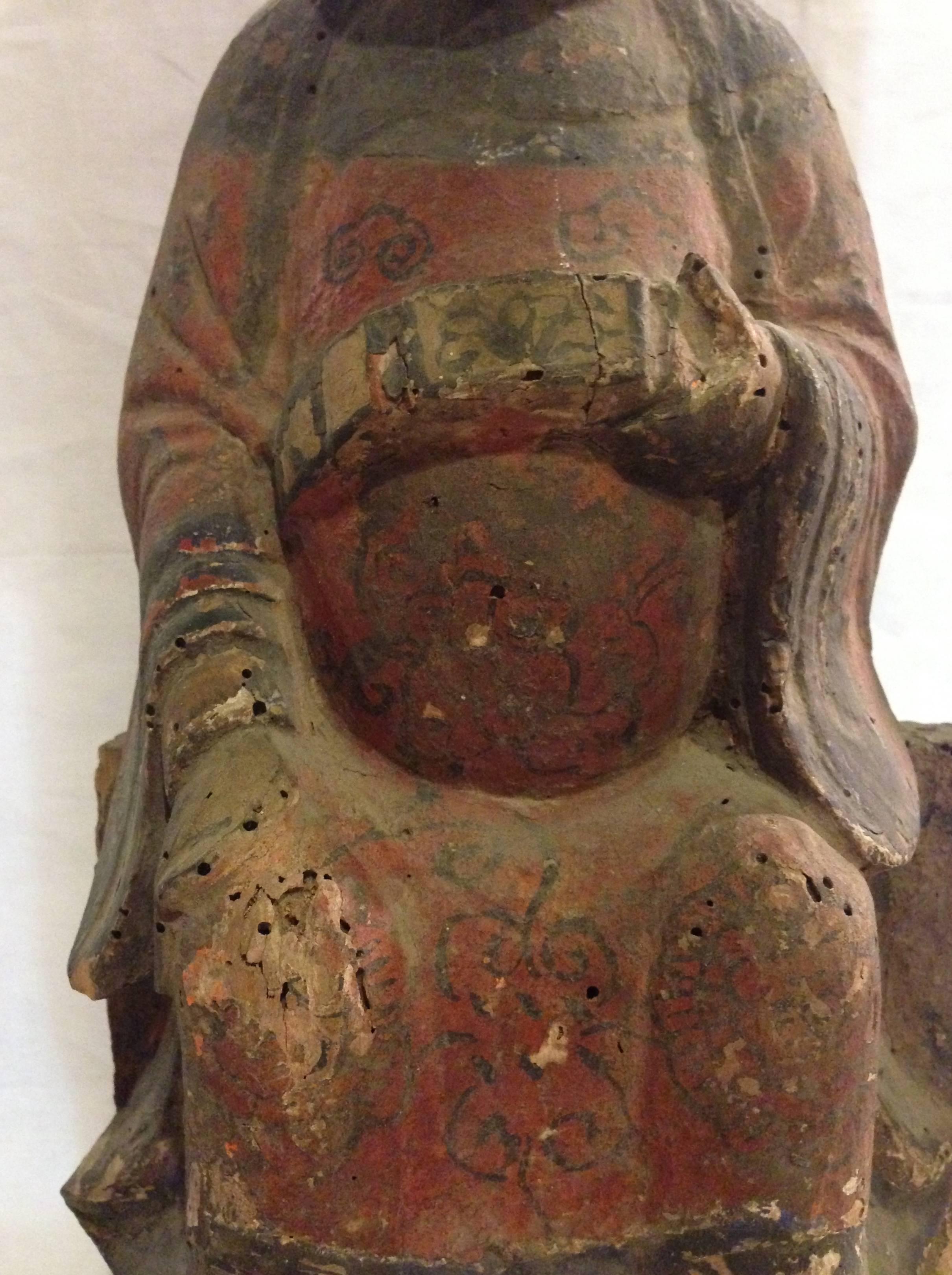 Antique Ming Figure of an Official, Early 19th Century Chinese Wood Figure 1