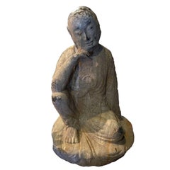 Stone Buddha, Contemplative Antique Stone Buddha, Contemplative