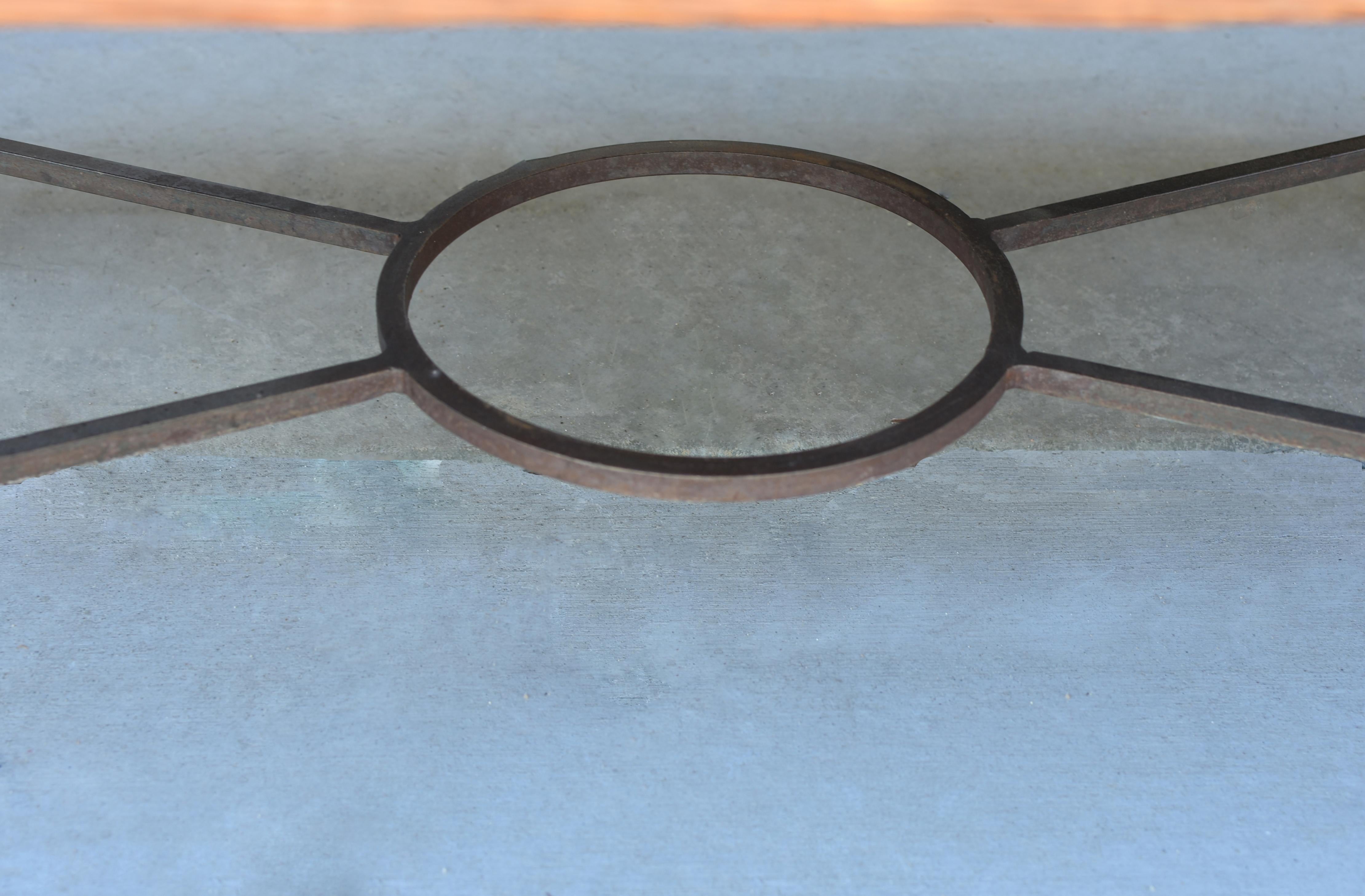 Spanish Colonial Coffee Table with Wrought Iron Base For Sale 8