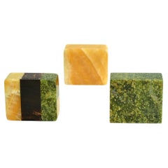 Set of Three Mini Gemstone Boxes in Serpentine & Onyx