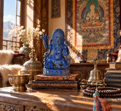 Natural Lapis Indian God Vajrapani Protector