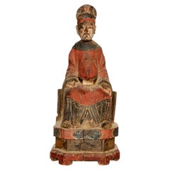 19th Century Chinese Ming Scholar Court Official Figure Statue Large 15"