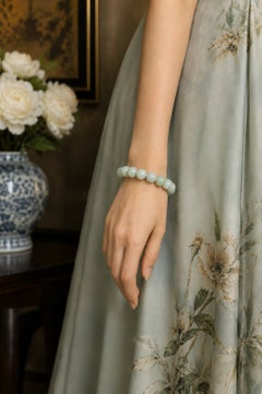 15mm Jadeite Jade Bracelet, Natural Gemstone