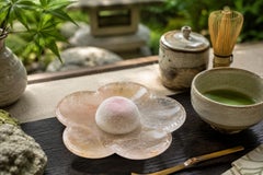 Rock Crystal Japanese Peach Blossom Plate Natural Gemstone Plate