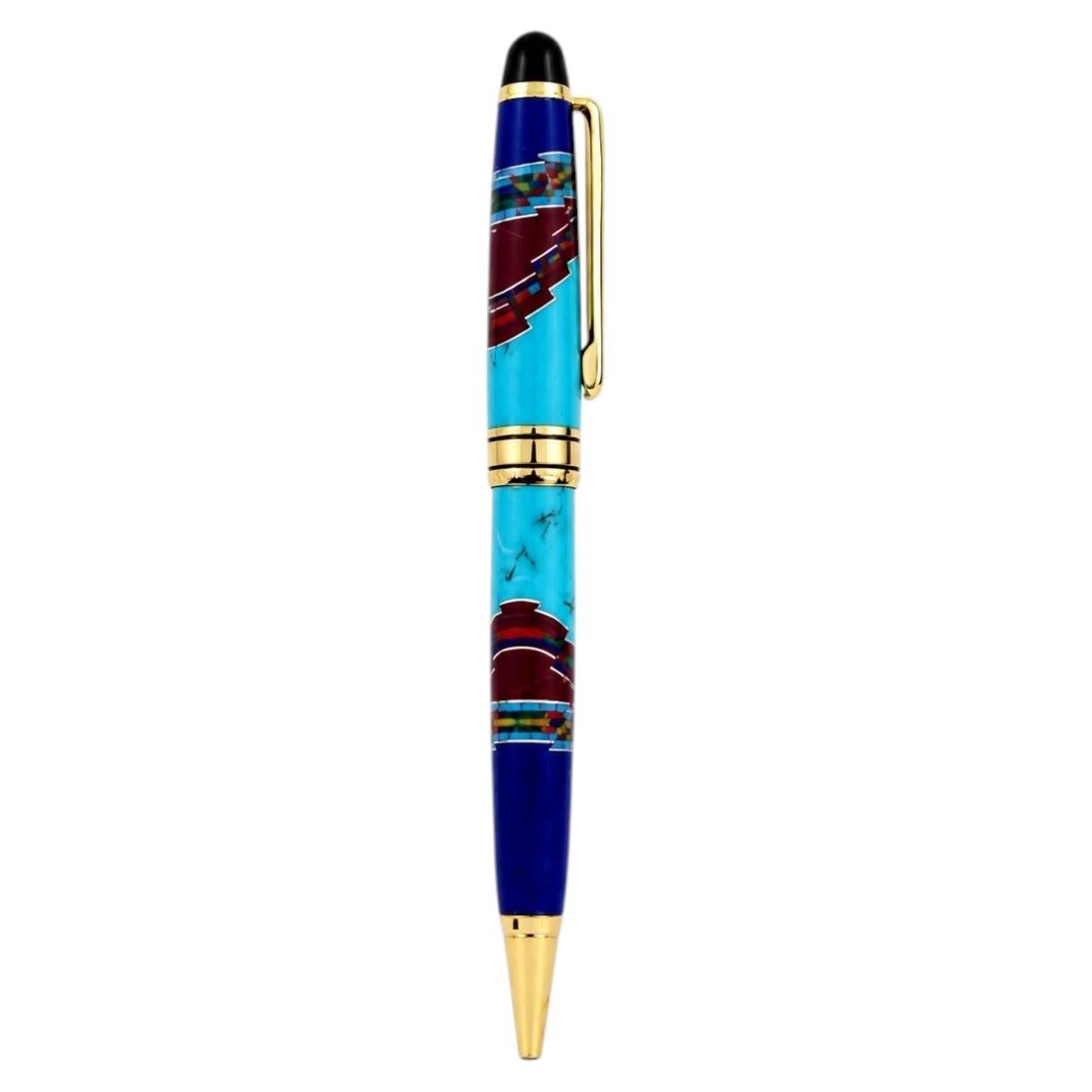 David Rosales Edelstein-Stift – Native American Southwest – Türkis, Lapislazuli, Rubin