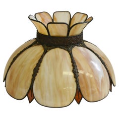 Antique Bisque Ceiling Light Lamp Shade Glass Victorian Cream Amber Excellent