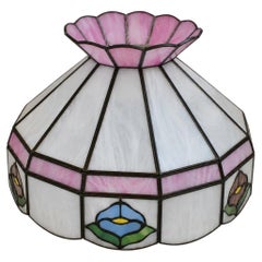 Antiker Lampenschirm im Tiffany-Stil, Glas, weiß, mit Blumenmuster, in hervorragendem Zustand