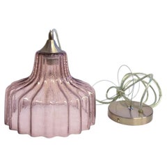 Paralume per lampada a sospensione in vetro color malva soffiato a bocca, moderno, eccellente