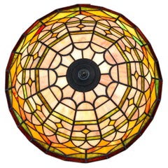 Paralume in vetro per lampada in stile Tiffany d'epoca, in ottime condizioni, grande, 13.5"