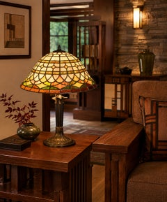 Paralume in vetro per lampada in stile Tiffany d'epoca, in ottime condizioni, grande, 13.5"
