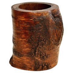 Pot, vase ou jarre antique en bois massif, en forme de racine d'arbre entière, 15,75 lb