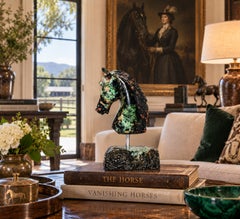 Scultura a forma di busto di cavallo in smeraldo, intagliata a mano in vera pietra preziosa naturale 2