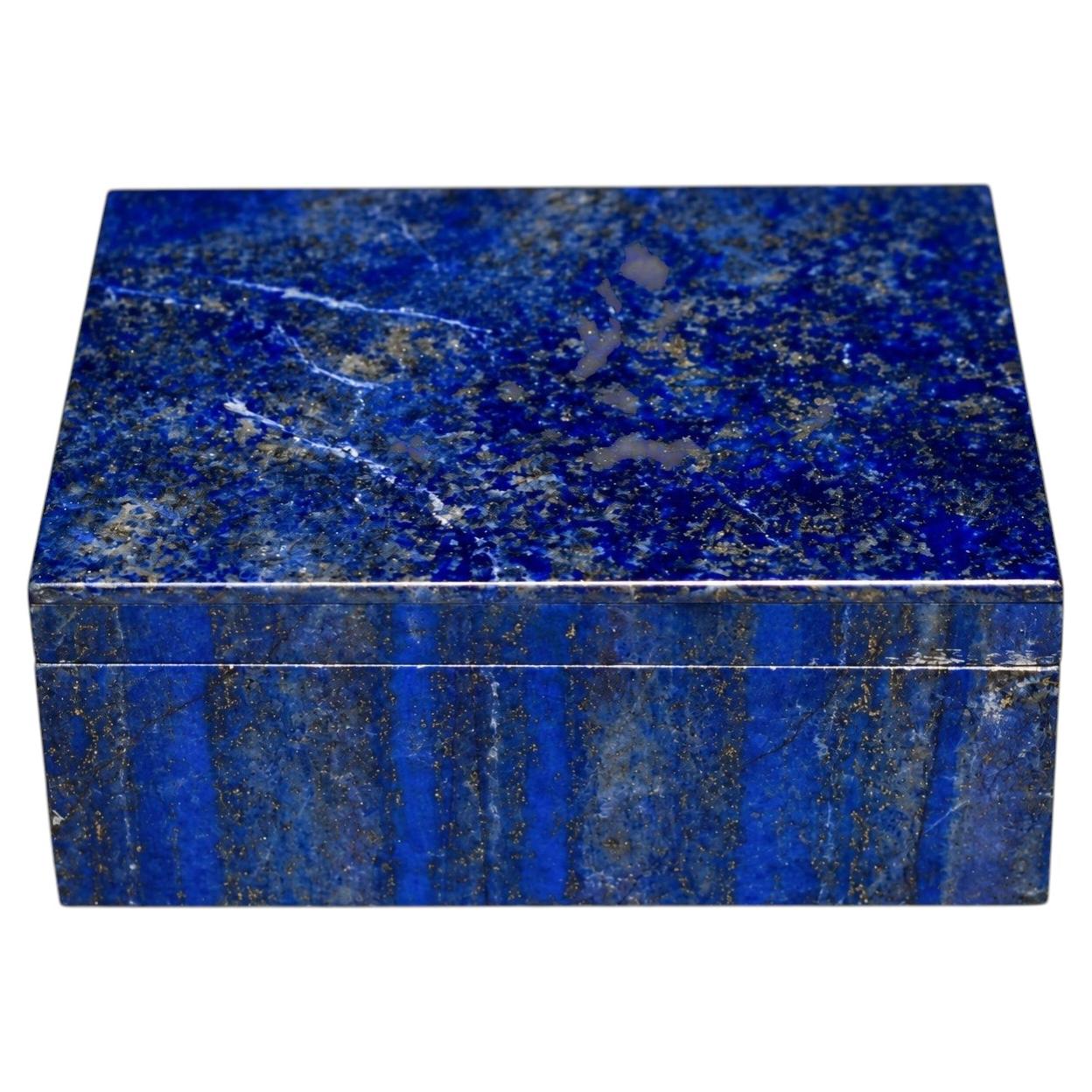 Lapis Lazuli Box w Single Panel Whole Slab Top Natural Gemstone Italian No Dyes