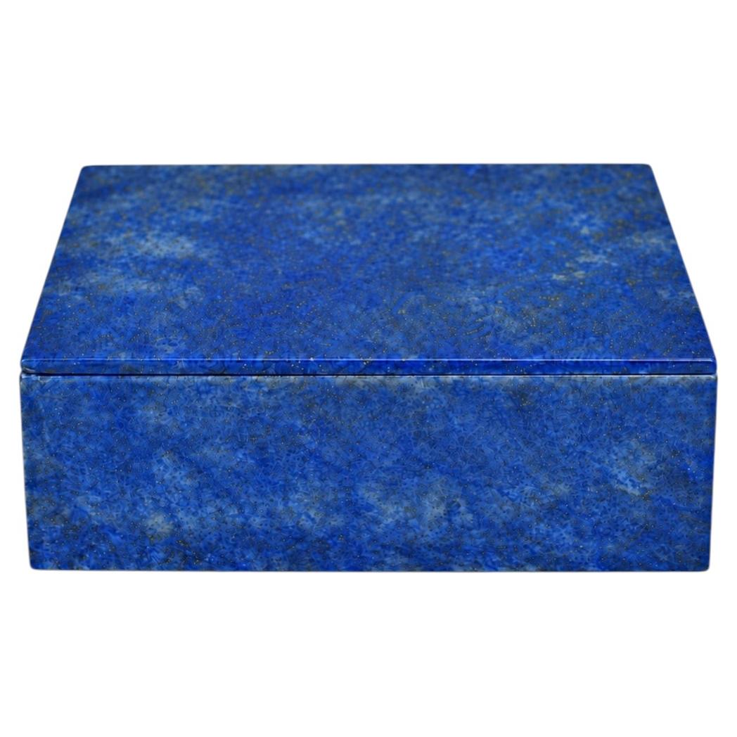Natural Lapis Lazuli Box w Single Panels Italian Made No Dyes or Fillers