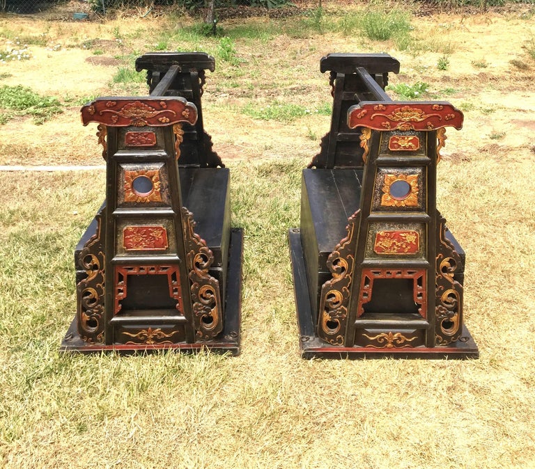 Pair of Chinese Wedding Baskets, Republic Era, Ornate, Signed For Sale
