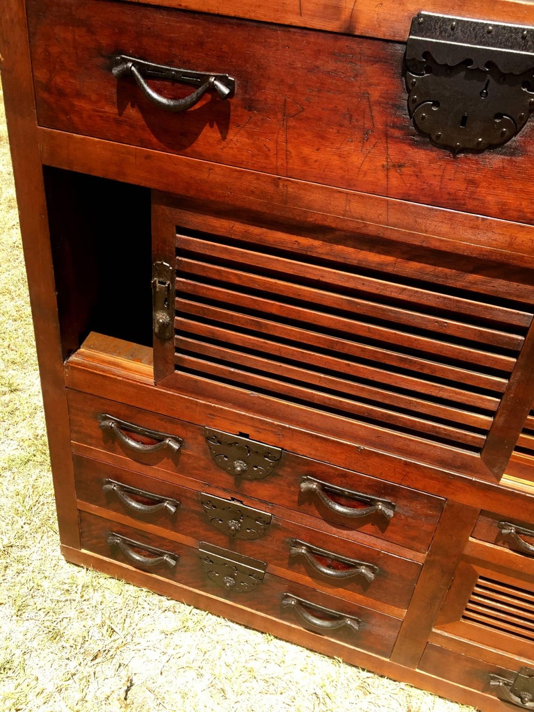 Antique Japanese Tansu Chest with Original Iron Hardware For Sale at