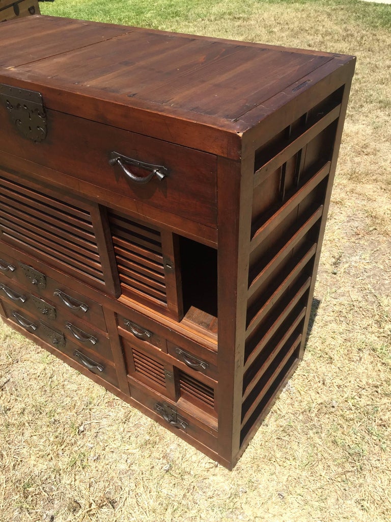 Antique Japanese Tansu Chest with Original Iron Hardware For Sale at