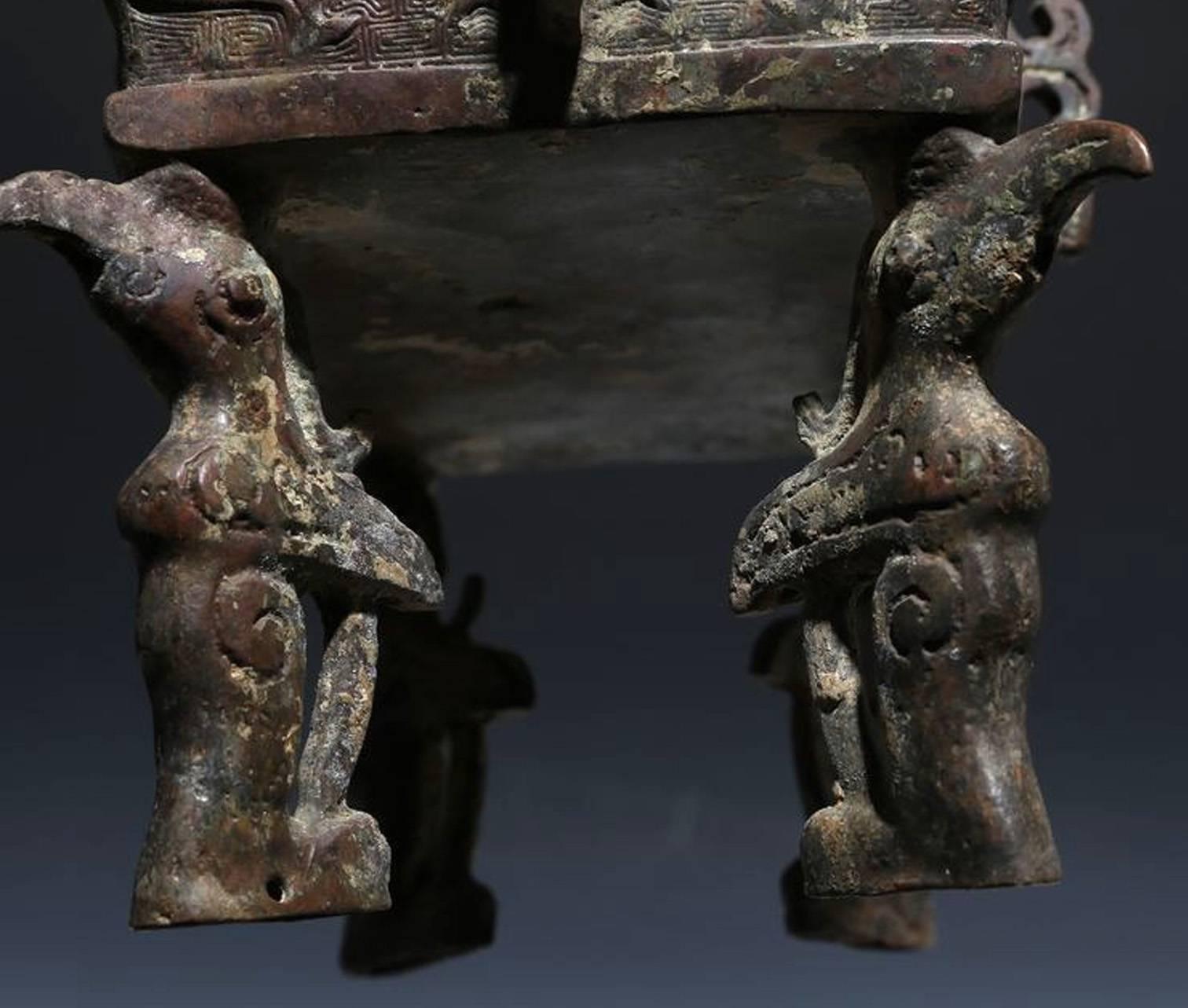 Bronze Incense Burner, Antique Chinese Censer, 19th Century In Good Condition In Somis, CA