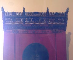 19th Century Chinese Red Lacquer Wedding Cabinet with Crown
