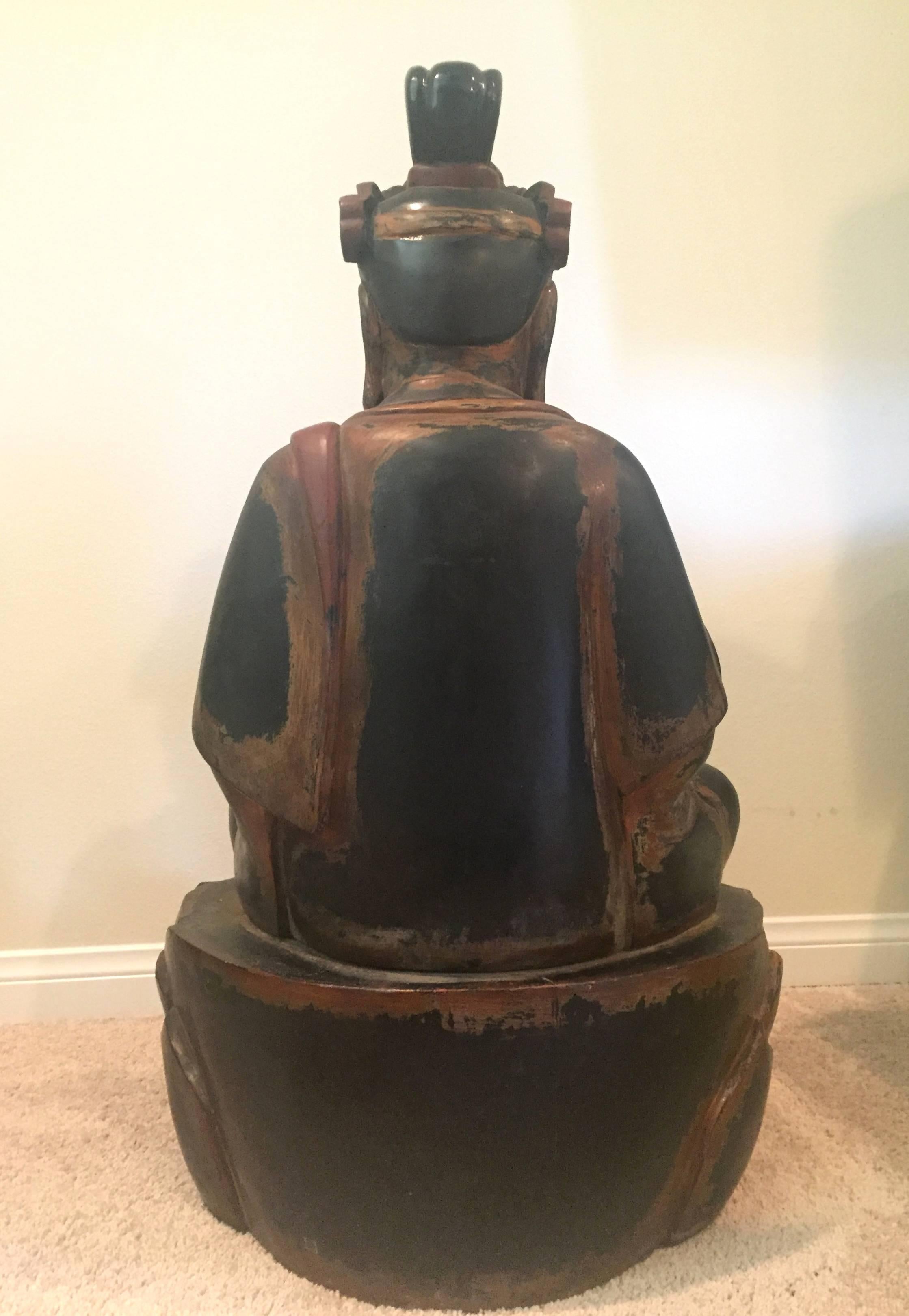 Huge Solid Wood Buddha Statue Hand-Carved 3