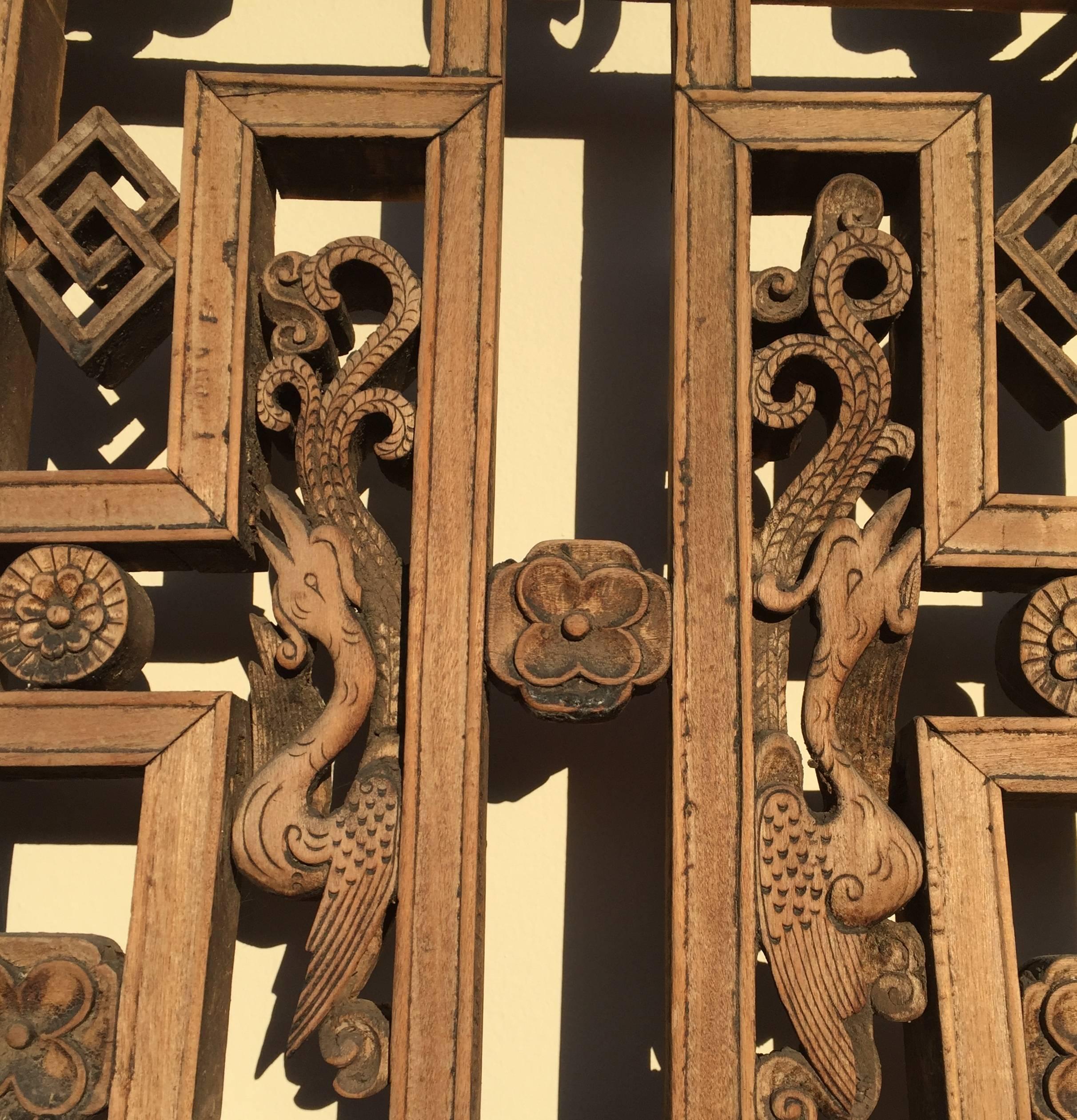 19th Century Chinese Antique Screen, Door, Natural Finish