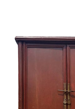 Antique Chinese Ming Style Noodle Cabinet Rust Cinnabar Finish