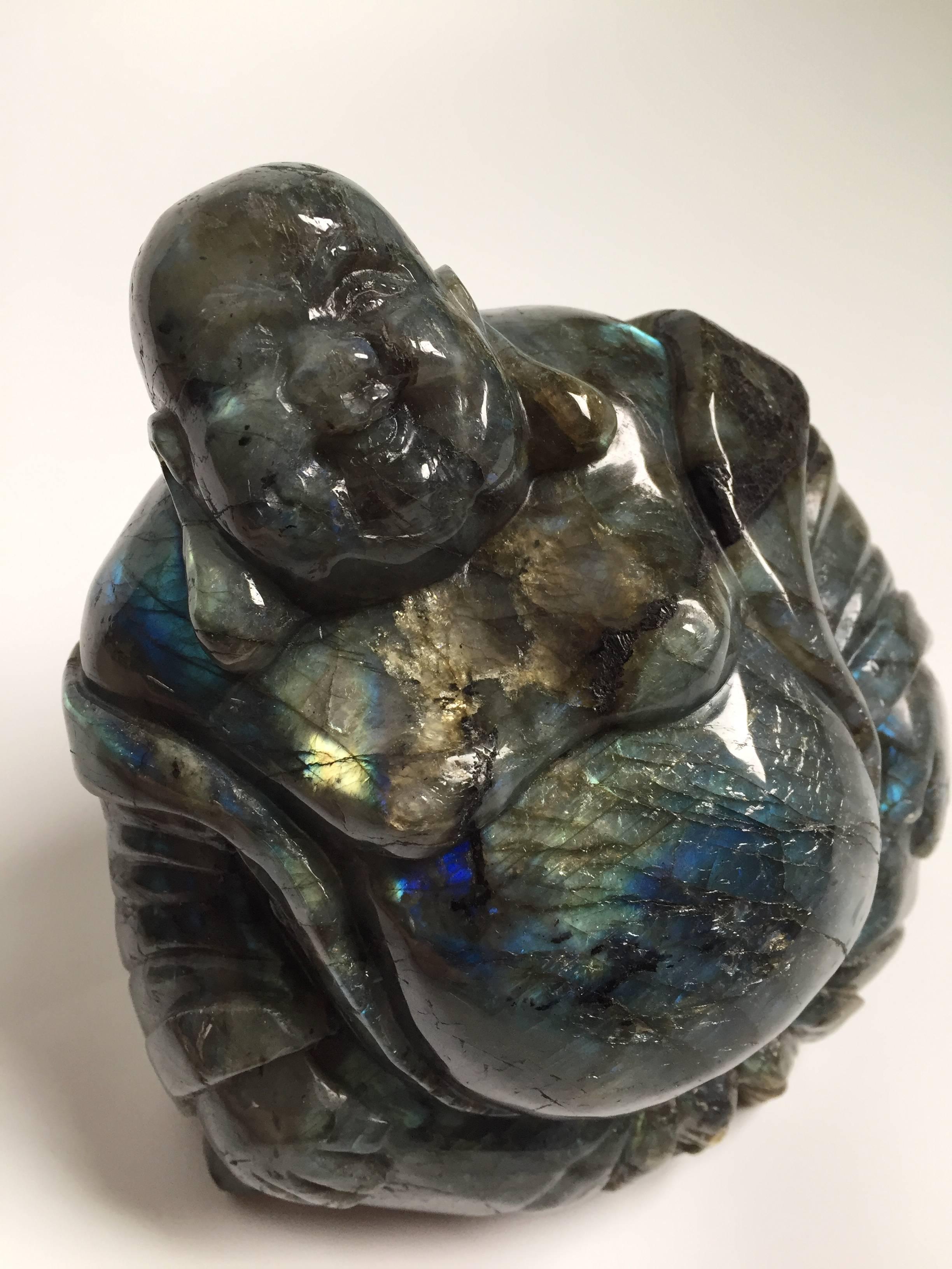 Contemporary Gemstone Happy Buddha Labradorite For Sale