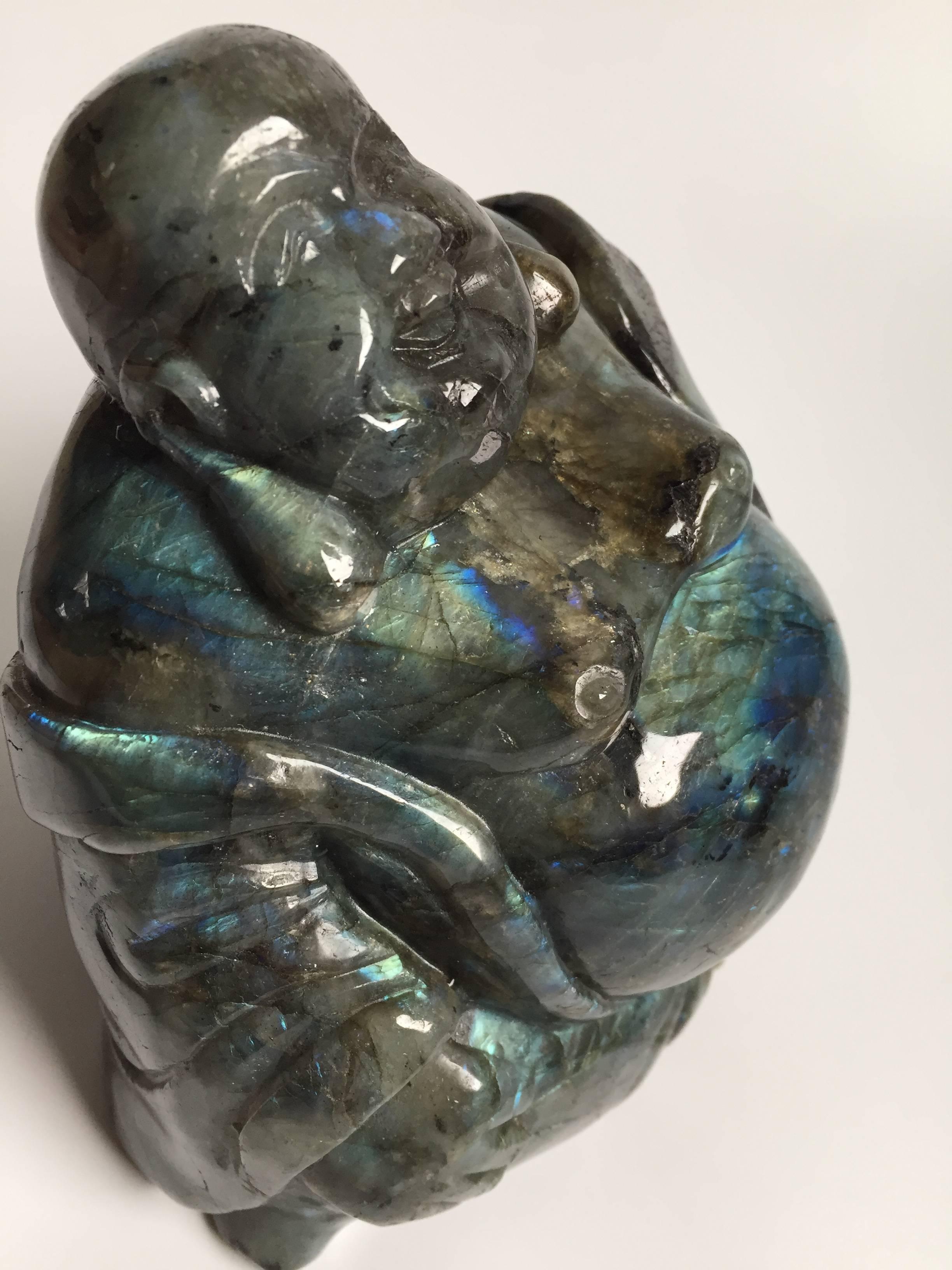 Pierre précieuse Happy Buddha Labradorite en vente 2