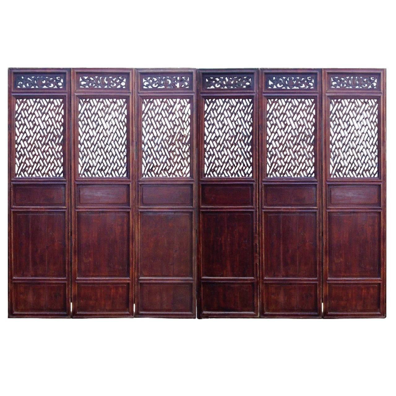 Antique Asian Screens, Set of Six, Full Size For Sale
